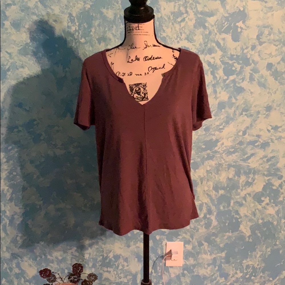 Purple v-neck shirt